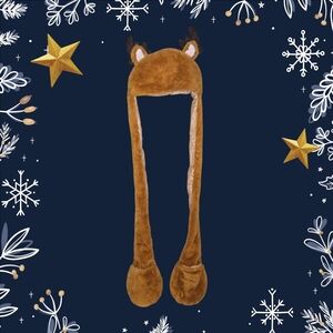 Brown Reindeer Hat with Ears and Paws